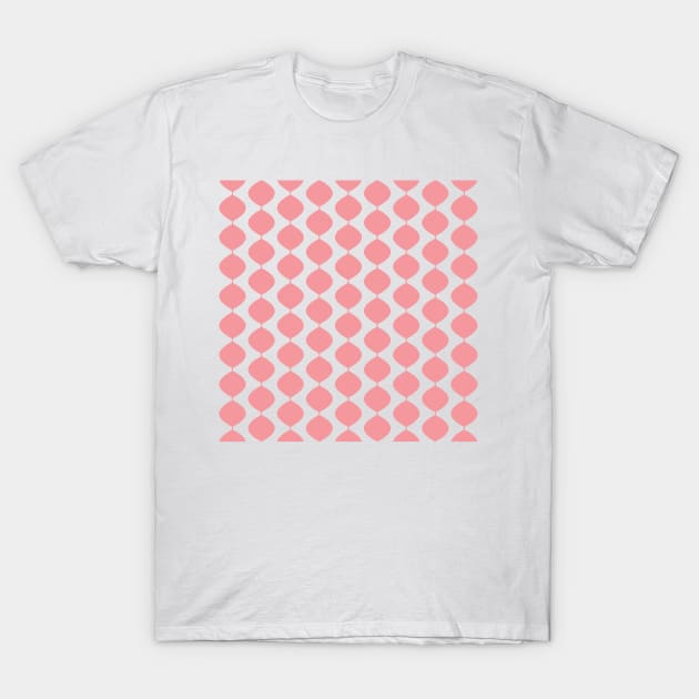 Midcentury Modern Retro 60s Waves Pattern  (Pastel Magenta Red) T-Shirt by Makanahele